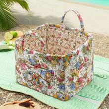 26*26*31cm Multi Colored Polyester Home Fabric Storage Basket Large Capacity Storage Basket With Outer Pocket And Floral Design - Hoa 2255 - Xem 4