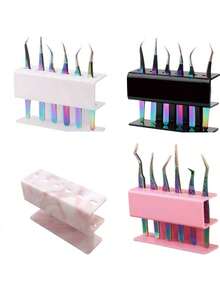 1pc/Acrylic Eyelash Tweezers Display Stand, Eyelash Extension Tweezers Stand, Display Box, Eyelash Extension Storage Box, Storage Rack, Eyelash Extension Auxiliary Storage Tool - Multicolor - View 2