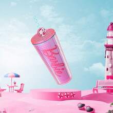 Miniso Barbie Gradient Double Wall Cup 775mL/26.21oz, Leak-Proof Straw, Convenient Straw Design, Perfect For Fitness And Daily Commute (1 PC) - Pink - View 7