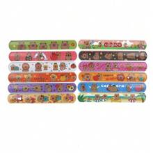 Set de 12 piezas de Anillos de snap de capibara lindo, pulseras con tema de dibujos animados para fiestas, favores decorativos y regalos de fiesta coloridos y de plástico (estilo de color aleatorio)