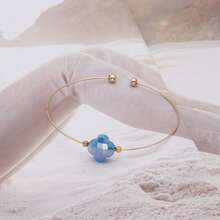 1 brazalete de acero inoxidable para mujer de moda con diseño abierto de piedra natural - geometría - Ver 50