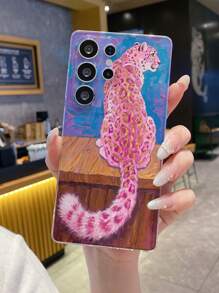 1pc Pink Leopard Transparent Anti-Scratch Anti-Fingerprint Soft TPU Phone Case, Precise Cutouts For Camera, Compatible With Samsung, Nothing, Pixel, INFINIX, Redmi Smartphones