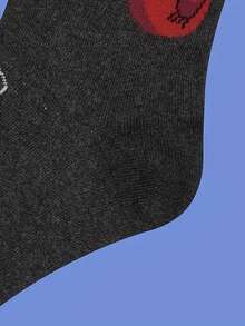 1 Pair Cartoon Boxing Glove Pattern Mid-Calf Socks, Knitted Fabric, Fashionable And Fun Design, Autumn - Multicolor - View 4