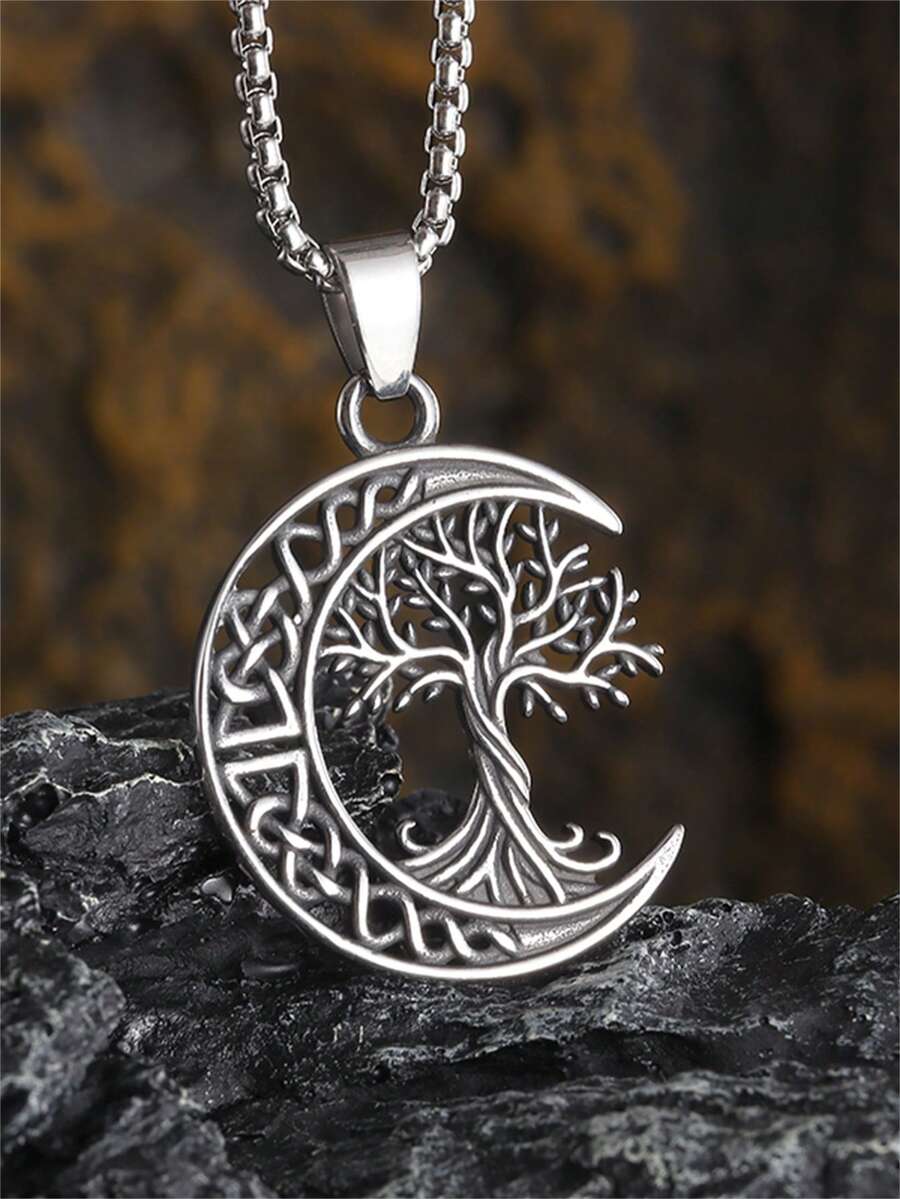 1 件经典世界树凯尔特结吊坠项链，生命之树吊坠，时尚幸运护身符珠宝礼物，适合男女 - 時尚新款 - 查看 1