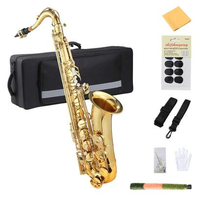 Beginner Eb Saxophone Flat Alto Saxophone,Eb Alto Saxophone,AS-200 Alto Saxophone With Mouthpiece, Reeds,Stand, Case,Cleaning Cloth,Gloves And Brush,Gold Alto Sax For Musicians