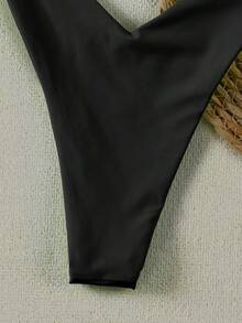 Polovedo 官方新款春夏性感休闲优雅黑色纯色花卉女士沙滩度假约会比基尼泳衣 - 黑色 - 查看 5