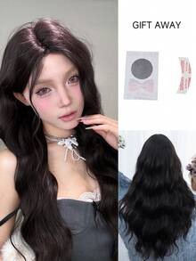 alicegarden 前蕾丝 4*1，深棕色长卷发假发，28 英寸长，半编织自然顺滑逼真的头发（不含配件）。 - 黑色 - 查看 8