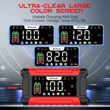 RJTianye 12V 10A Smart Pulse Car Battery Charger For Lead-Acid Batteries, Motorcycle & Auto