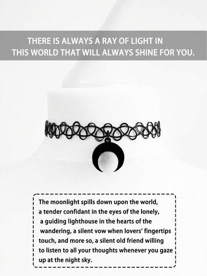 25 Styles Available, 1pc Gothic Moon Pendant Necklace, Vintage Style Elements Include Stars, Moon, Butterfly, Spider, Spider Web, Pearl, Wings, Evil Eye, Hamsa Hand, Peace, Heart, Cat, Tree Of Life, Deathly Hallows, Quirky Costume Accessory For Halloween, Black Chain Necklace, Gothic Decor, Rebellious Millennium Bug Necklace, Y2K Jewelry, Women Accessories