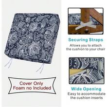 Local Delivery- Outdoor Cushion Slipcovers Waterproof 4 Pack Patio Chair Seat Cushion Covers With Zipper And Tie, 22 X 20 X 4 Inch, Replacement Cover Only - Slate Grey Paisley - View 4