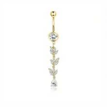 IRONBOX 1Pc Stainless Steel 14G Elegant Evil Eye CZ Navel Ring Hypoallergenic Dangle Belly Button Piercing Jewelry For Women Exquisite Barbell Design With Sparkling Crystals