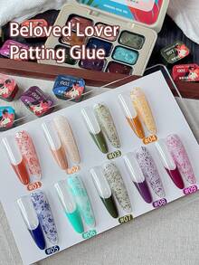 9 Colors Patting Glue Smudge Canned High Saturation Popular Semi-Solid Nail Polish Glue Nail Salon Special For Summer - 彩色 - 查看 4
