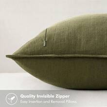 Local Delivery- Decorative Linen Pillow Covers 18x18 Inch Natural Beige ​Boho Farmhouse​ ​Neutral Couch Throw Pillows For Bed Pack Of 2 Accent Outdoor Pillowcase Modern Sofa Cushion Livingroom Home Decor - 橄欖綠 - 查看 3