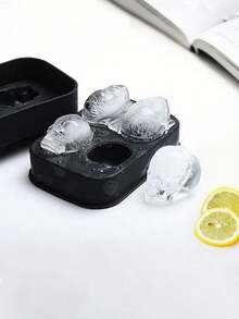 1pc Silicone Skull Shape Ice Cube Tray Mold, Whiskey Ice Ball Maker For Home Use - Black - View 2