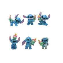Disney Disney Stitch 6-Piece Stitched Action Figurines, Anime Themed Plastic Figurines, Comic Character Models, For Home Decoration, Party Supplies, Indoor And Outdoor Use, Great For Christmas, Halloween, Easter, Thanksgiving