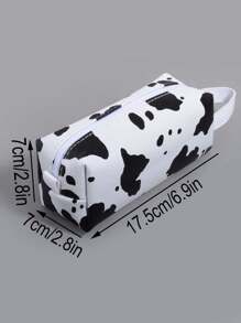 1 Pc Black And White Color-Blocked Pencil Case, Delicate PU Material - Cute Office Desktop Finishing Decoration Storage Bag, Student Daily Items And School Stationery Pencil Case, Essential Supplies For The Back-To-School Season - Gifts For Friends