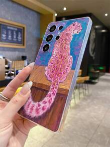 1pc Pink Leopard Transparent Anti-Scratch Anti-Fingerprint Soft TPU Phone Case, Precise Cutouts For Camera, Compatible With Samsung, Nothing, Pixel, INFINIX, Redmi Smartphones