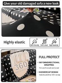 1 件冰丝全包通用沙发套夏季冰丝凉感沙发帽简约裙边沙发罩适用于客厅沙发保护L型沙发和1、2、3、4人座沙发 - 波點 - 查看 6