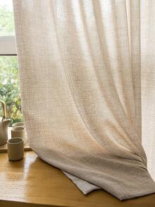 1 件蓝色亚麻薄纱窗帘，亚麻质地，带杆袋设计，适用于客厅和卧室 - 透明滤光窗帘