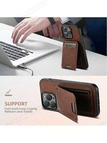 Funda de teléfono con soporte y tarjetero de piel sintética (PU) para 16 Pro Max, 15 Plus, 14, 13, 12, 11, y S25, S24 Ultra, S23, S22, y Pixel 9 Pro XL, 8A, 7 en colores negro, marrón, azul, morado y rosa