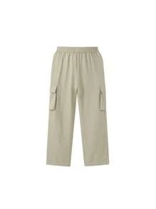 Annil Ropa para niños, niñas y niños de edad media y mayor, pantalones tejidos de cintura completa, estilo de ropa de trabajo, pantalones paracaidistas, para verano