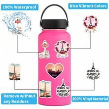 50 PIEZAS Pegatinas de París Pegatinas de vinilo estéticas para Scrapbooking, Diarios, Portátiles, Parachoque, Monopatín, Botella de agua, Computadora, Teléfono, Dibujos animados, Casco de trabajo, Pegatinas y Calcomanías para Automóvil