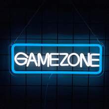 Insegna al neon da gioco, Game On/Game Zone/Game Time, luci al neon a LED da usare per la decorazione della stanza di ragazzi adolescenti, decorazione da parete rosa in stile cyberpunk per giochi di tiro, da usare in camera da letto, sala da gioco, feste di compleanno, zona di gioco, decorazioni per feste di giocatori, alimentato tramite USB riutilizzabile, con accessori inclusi e facile da installare.