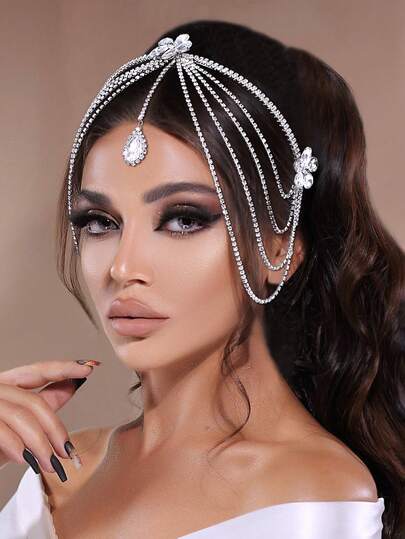 1件优雅女士发箍，镶嵌闪亮水钻，手工制作，新娘发饰，额饰，适合婚礼、派对、庆典、节日礼物、情人节配饰