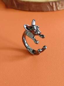 Bulldog Ring, Unique Animal Dog Shaped Open Adjustable Ring