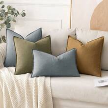 Local Delivery- Decorative Linen Pillow Covers 18x18 Inch Natural Beige ​Boho Farmhouse​ ​Neutral Couch Throw Pillows For Bed Pack Of 2 Accent Outdoor Pillowcase Modern Sofa Cushion Livingroom Home Decor - Gray - View 4