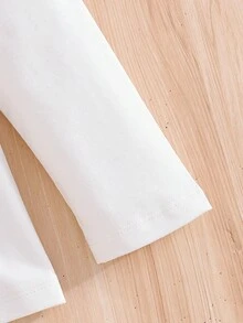 少女花卉刺绣领长袖T恤，秋季 - 白色 - 查看 5