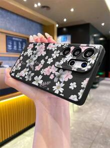 Blumen 1 Stück kreatives Blumenmuster, schwarze matte TPU-Textur, stoßfeste Handyhülle geeignet als Geschenk für Freunde, kompatibel mit Samsung, OPPO, Vivo und anderen Android-Handys