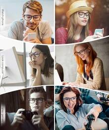 Blue Light Blocking Glasses, Anti Eye Strain Headache (Sleep Better),Computer Reading Glasses Transparent Lens (Black++Tortoise, 53) - 3 Pack Black + Tortoise + Clear - View 8