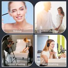 10-Inch Ring Light With Extendable Tripod Stand, LED Circle Lights With Phone Holder For Live Stream/Makeup/Video, Compatible With All Phones - Black and White - View 10