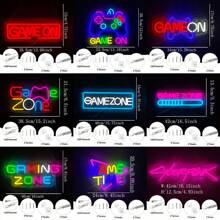 Insegna al neon da gioco, Game On/Game Zone/Game Time, luci al neon a LED da usare per la decorazione della stanza di ragazzi adolescenti, decorazione da parete rosa in stile cyberpunk per giochi di tiro, da usare in camera da letto, sala da gioco, feste di compleanno, zona di gioco, decorazioni per feste di giocatori, alimentato tramite USB riutilizzabile, con accessori inclusi e facile da installare.