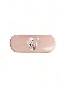 Cremefarbene/Monet-Stil einfarbige Brillenetui, Muster mit Blumen-Anfangsbuchstaben A-Z, neues und einfaches Design, praktisch und tragbar mit wasser- und staubdichter Funktion, Buchstaben Dekor Brillenetui für Sonnenbrillen und Brillen, Brillen-Aufbewahrungsbox mit Deckel, tragbarer Aufbewahrungsbehälter für Zuhause für Damen und Herren, Brillenhalter, schützende Brillenetuis, harte Sonnenbrillenbox