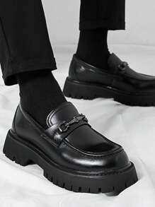 Men's Shoes, Thick Sole Teenager Fashion Sneakers, Slip-On Loafers, British Style Shoes, Business Casual Work Daily Walking Shoes, Men Footwear