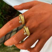 1 chiếc vòng tay bằng đồng mạ vàng 18K đính đá Zirconia, thiết kế sang trọng và tinh tế, phụ kiện đa năng cho trang phục thường ngày, tiệc tùng và làm quà tặng - X - Xem 7