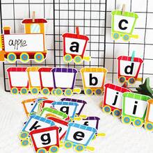 hoojojo 36Pcs Splicing Train Alphabet Word Cards,26 Double-Sided Dry Erase Puzzle Cards,Writable ABC Flashcards,Phonics Spelling Games,Interactive Classroom Activities,Montessori Educational Supplies,Early Learning Tools,Teacher Essentials,Back To School