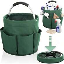 Faltbare 600D Oxford Tuchwerk-Organizer Tasche - Garten Aufbewahrungskorb mit 6 Fächern & großer Mitteltasche, platzsparendes Design mit Tragegriff, perfekt für Haus & Garten Nutzung - Grün/Schwarz, Garten Aufbewahrungslösung | Faltbares Design | Funktionales Design Werkzeugtasche mit 6 Fächern und großem Stauraum - Faltbares platzsparendes Design, multifunktional mit Griff. Geeignet für Gärtnerei