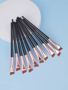 2/5/10pcs Blade Eyeliner Brush Ultra-Fine Flat Head Angled Eyebrow Brush Eyeliner Pen Brush Portable Makeup Tool Black & Gold - Multicolor - View 6