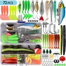 OPQ 72/115/175/369pcs Fishing Lures Kit, Tackle Box Including Animated Lure,Crankbaits,Spinnerbaits,Soft Plastic Worms, Topwater Lures,Hooks,Saltwater & Freshwater Fishing Gear For Bass,Trout, Salmon.