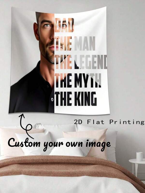 1pc Custom Personalized Unique Sophisticated "DAD The Man, The Legend, The Myth, The King" Slogan Gift For Father, Customized Home Textile Tapestry