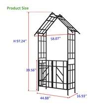 Metal Garden Arch With Gate W58.07*H97.24 Climbing Plants Support Rose Arch Outdoor Black - 彩色 - 查看 4