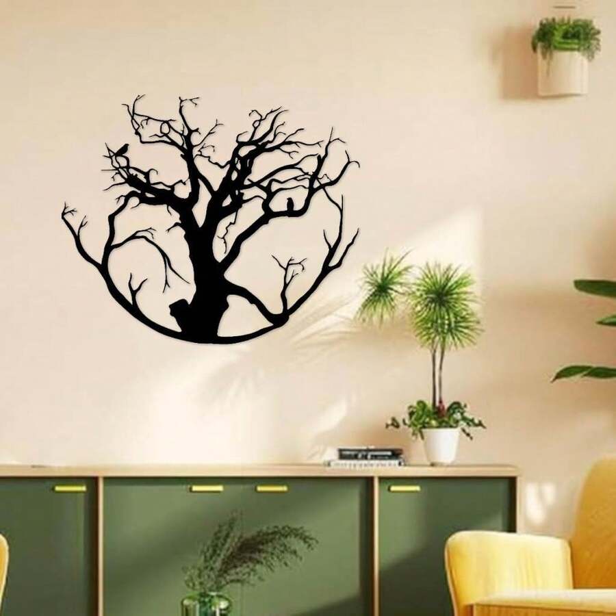 Metal Wall Decor Tree Of Life-Sheet Metal Signs-Patio Decor, Home Decor, Bedroom Decor, Outdoor Garden Decor, Living Room Decor - Black - View 1