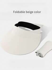 1 pieza Sombrero de sol ancho para mujer de verano con cola de caballo sin costuras, sombrero de sol plegable para playa con protección UV, apto para chicas jóvenes