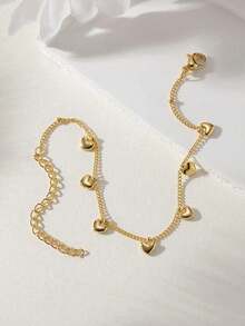 1pc Stainless Steel Heart Shaped Delicate Bracelet, Versatile & Elegant Jewelry Accessory For Women