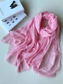 1条女士优雅纯色休闲轻薄围巾，用途广泛，适合日常佩戴、海滩度假、防晒、春秋季搭配连衣裙。 - A - 查看 25