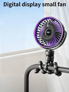 1 Ventilador recargable con forma de pulpo, se puede sostener/colgar/enrollar/poner de pie, adecuado para el hogar/transporte/exterior/ciclismo/adultos/niños, ligero y bonito, portátil y práctico, trípode multifuncional, se puede girar a la izquierda y a la derecha a voluntad, hay un ligero ruido, se debe cargar antes de recibir - Pantalla digital - Ver 4