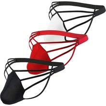 Local Shipping 2025 NewComfortable Breathable Underwear  Mens Sexy Ice Silk Thong Hollow Out G-Strings - #1-黑色+白色+紅色 - 查看 1